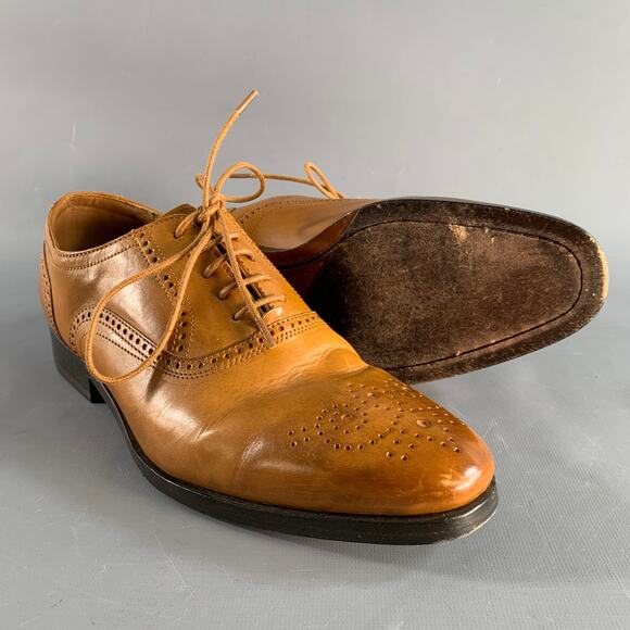 ALLEN EDMONDS Size 7 Tan Perforated Leather Oxford Lace Up Shoes - Picture 7 of 10